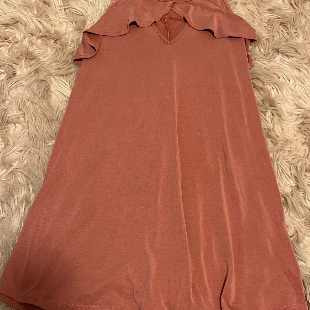 Pink Sleeveless Mini Dress with Ruffle Detail